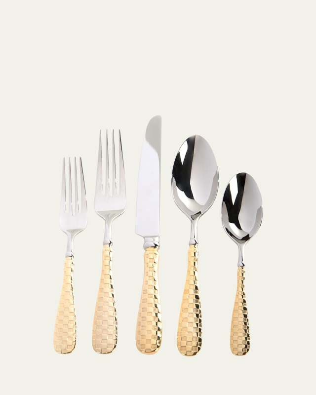 5-Piece Check Gold-Plate Place Setting